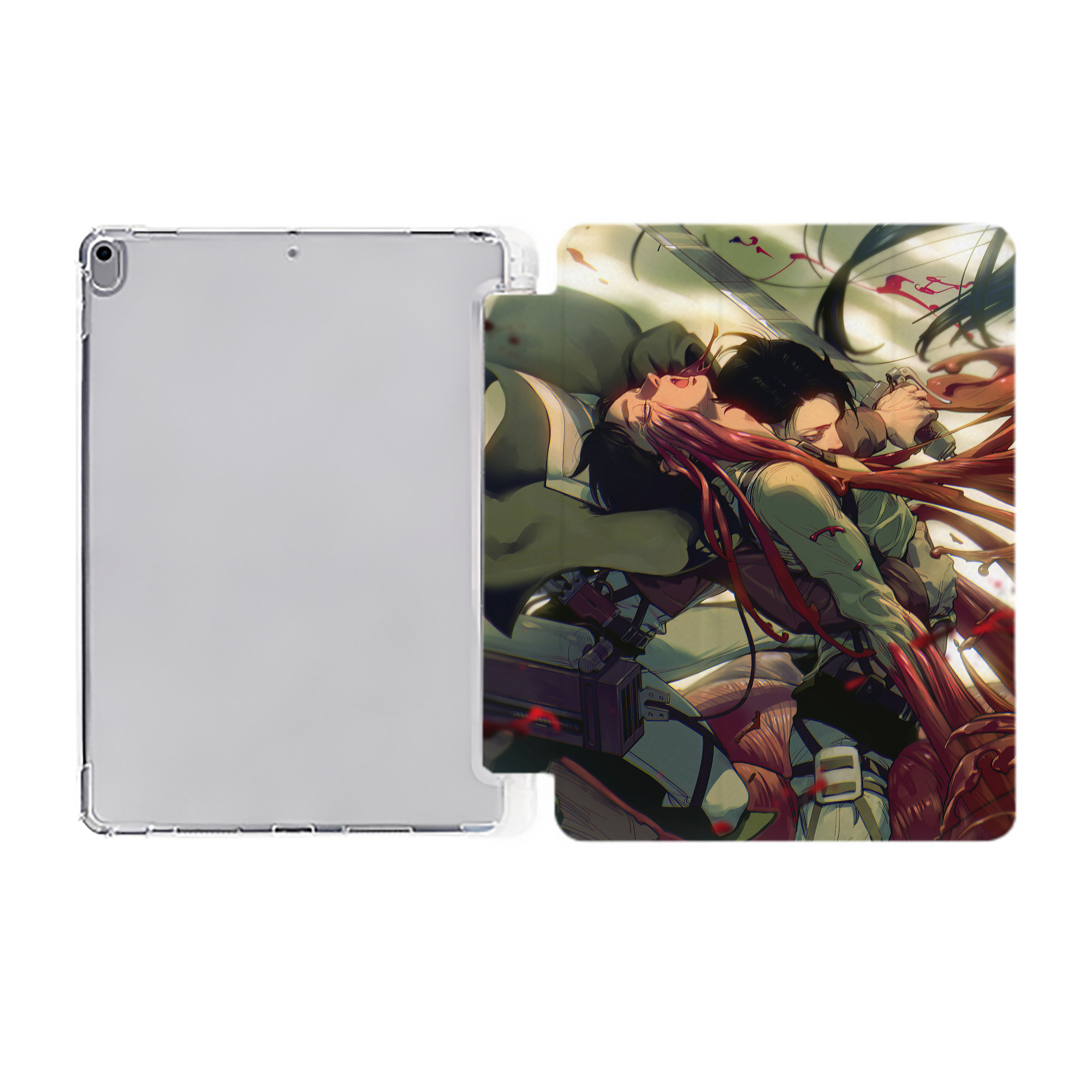 （画像用） 進撃の巨人 Attack on Titan IPad ケース ペン収納付き 三つ折りスタンド PUレザー×シリコン 対応機種9.5/10.5/10.9インチ